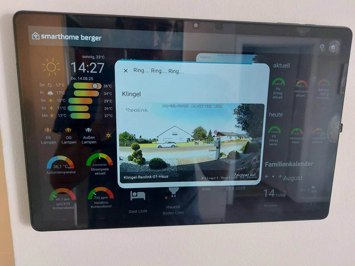 Live Bedienpanel mit Smarthome Dashboard
